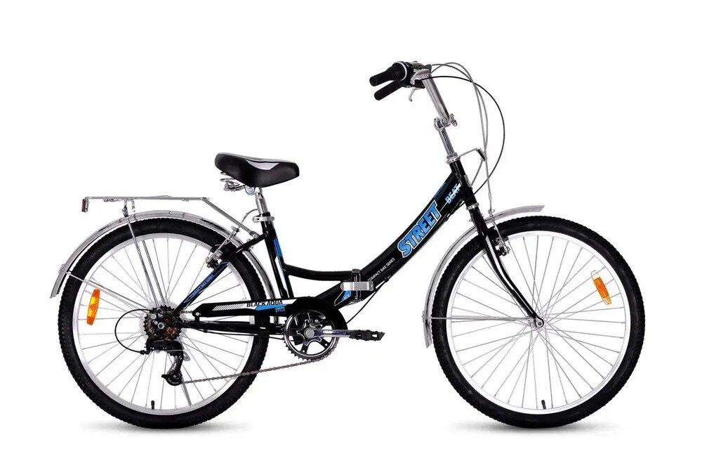 Велосипед BA Street Beat 1421 24"; 6s (РФ) (16", черный-голубой)