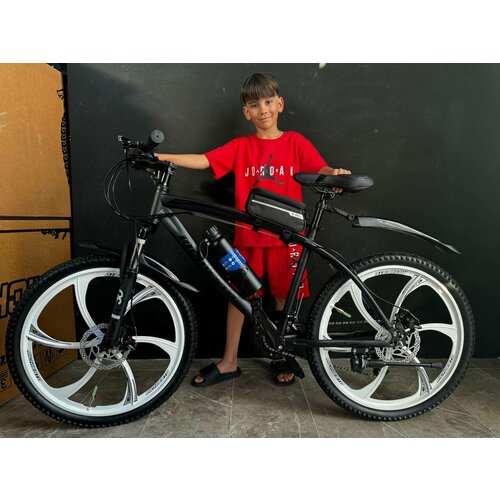 Велосипед Richiesto 24 колёса литые Алюминиевые диски Горный Взрослый Подростковый Спортивный черный матовый 2550000₽