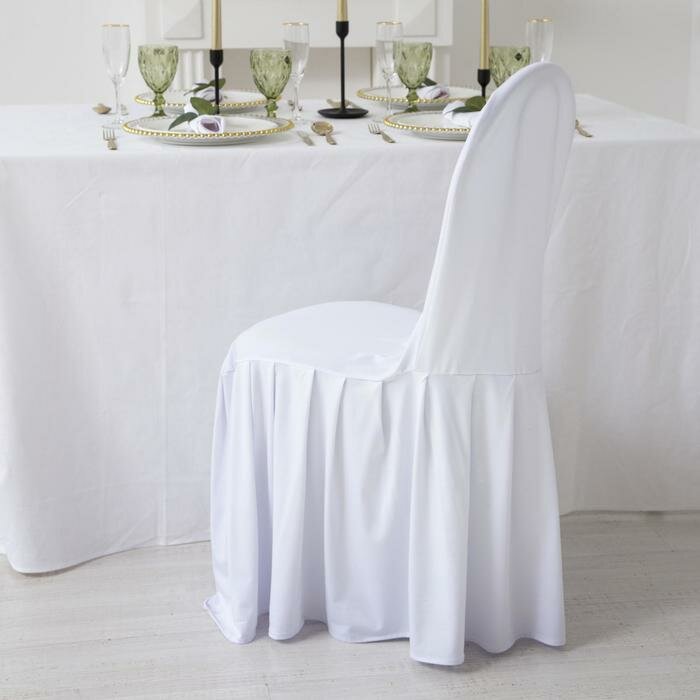 Чехол на стул с оборкой цв. белый 90*40*40 см 100% п/э