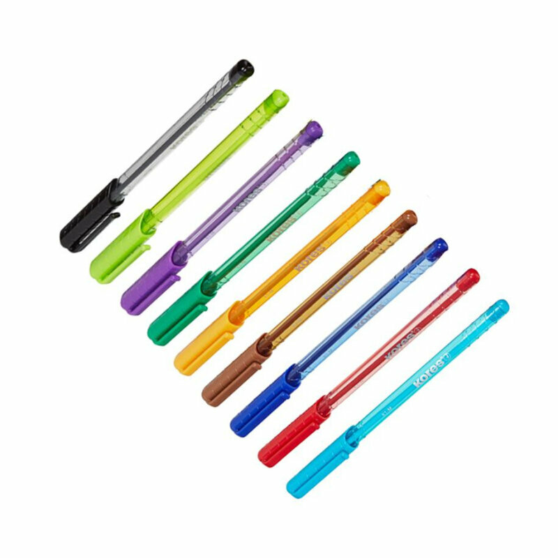 Ручки шариковые набор Kores K1-M 10 цветов - фото №16