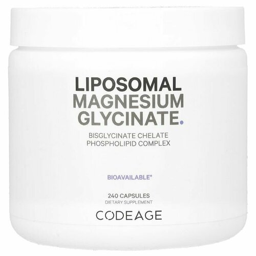 CodeAge, Липосомальный глицинат магния, Liposomal Magnesium Glycinate, 240 капсул codeage глицинат магния 240 капсул