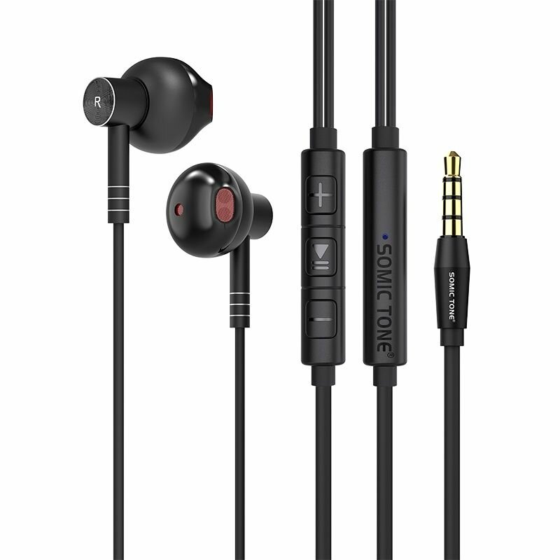 Проводные металлические наушники с микрофоном Somic Tone для телефона