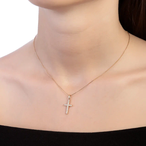 Крестик Argentum серебро 925 проба родирование фианит размер 3 см серебристый 1310₽