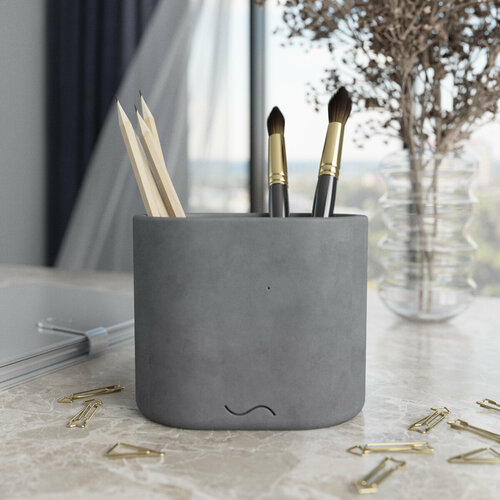 Канцелярский стакан Astrid Duo органайзер для канцелярии 125х85х10 см бетон черный матовый 2200₽