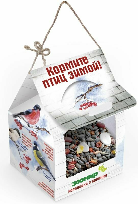 Зоомир Кормушка с кормом для уличных птиц 2 порции*150г 03 кг
