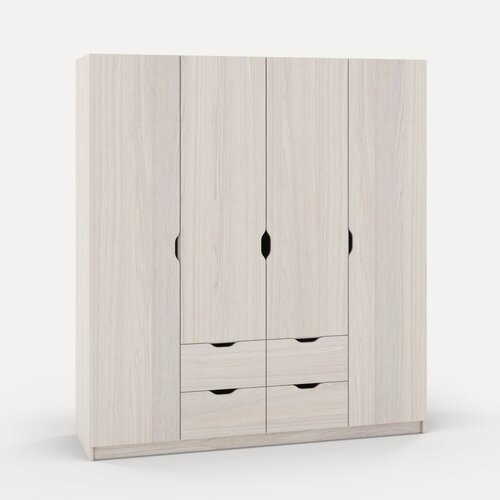 Изображение товара Шкаф четырехстворчатый с ящиками и штангой Есэндвич Grand 3 Лаворо 180х55х200 см (Анкор белый)