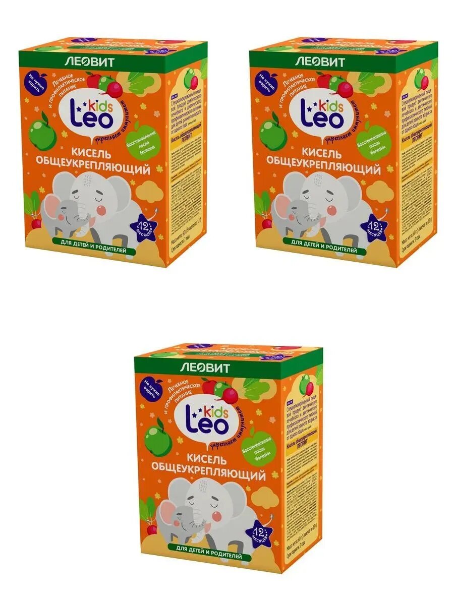 Леовит leo kids кисель для детей общеукрепляющий 12,0 n 3 шт