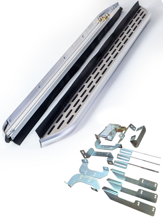 Пороги алюминиевые с нержавеющей площадкой для Tenet T4 (Тенет Т4) 2025+с крепежом