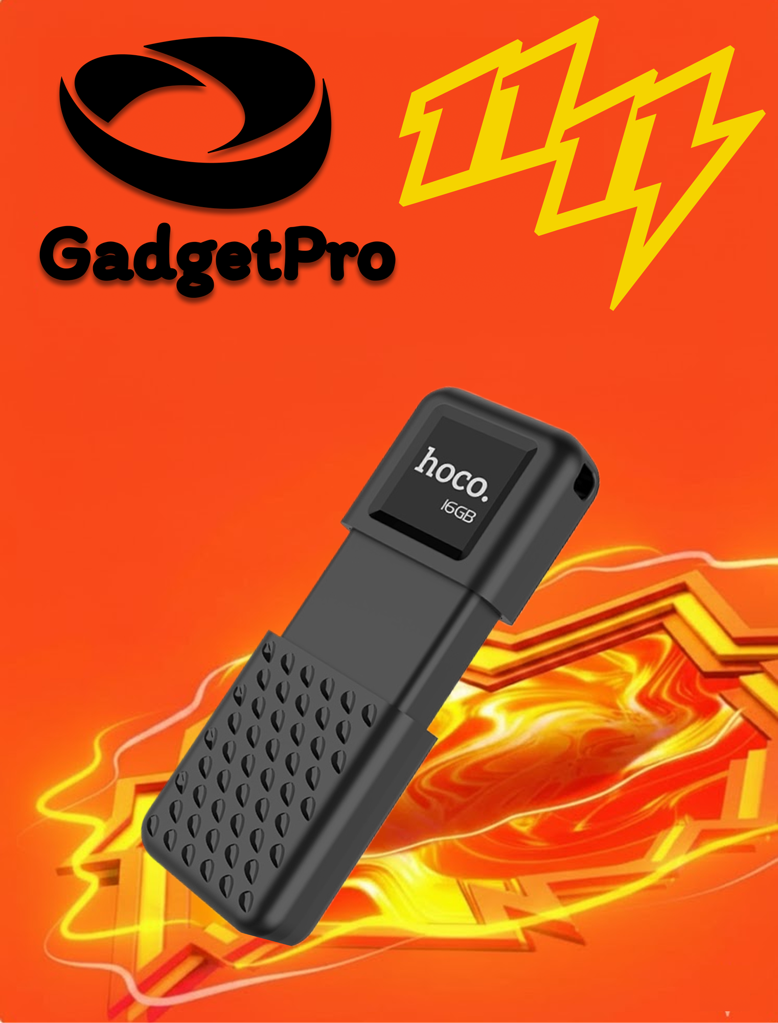 Флешка Hoco UD6 Intelligent 16 ГБ USB 2.0, компактная, черная, защита данных