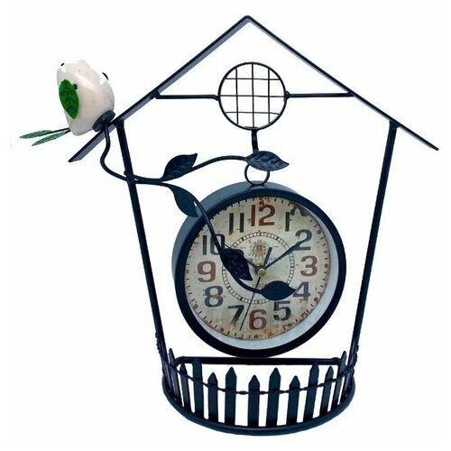 фото "часы настольные птичка на скворечнике, диаметр 13 см" blt