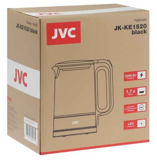 Чайник JVC JK-KE1520 black (стекло) - фотография № 8