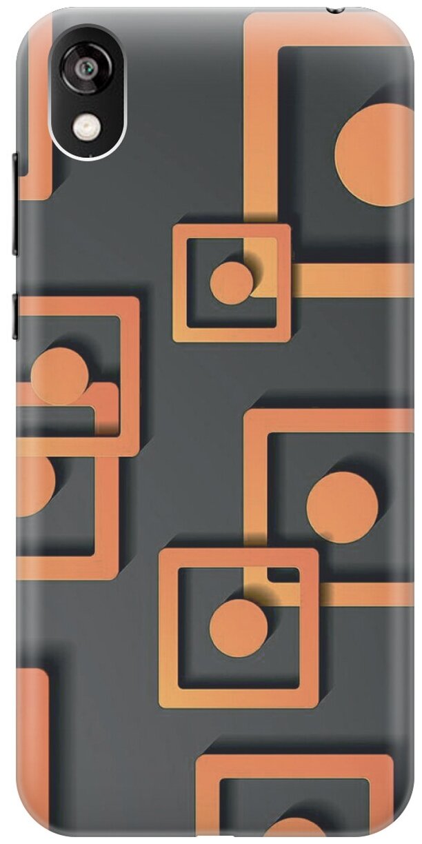 Силиконовый чехол Оранжевые блоки на сером на Huawei Y5 (2019) / Honor 8S / Хуавей У5 2019 / Хонор 8с с эффектом блика