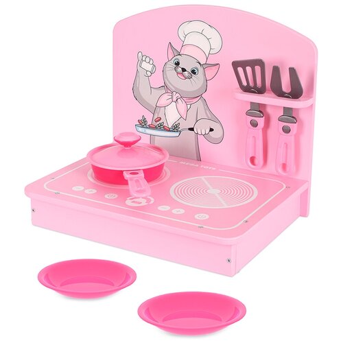 фото Деревянная мини кухня детская игровая для девочек мега тойс фартук детский кухонный / набор повара / в подарочной упаковке