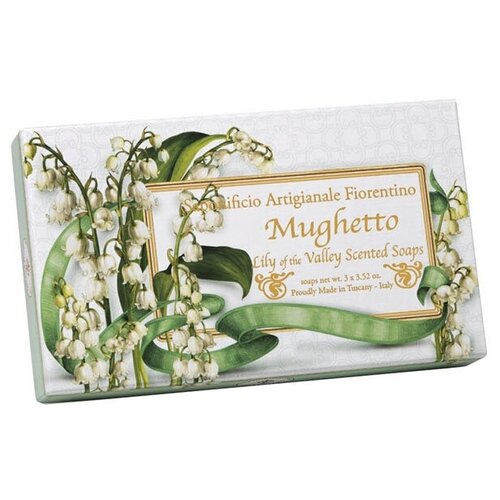 Saponificio Artigianale Fiorentino Унисекс Mughetto Набор мыла туалетного фигурного Ландыш New 3шт по 100г