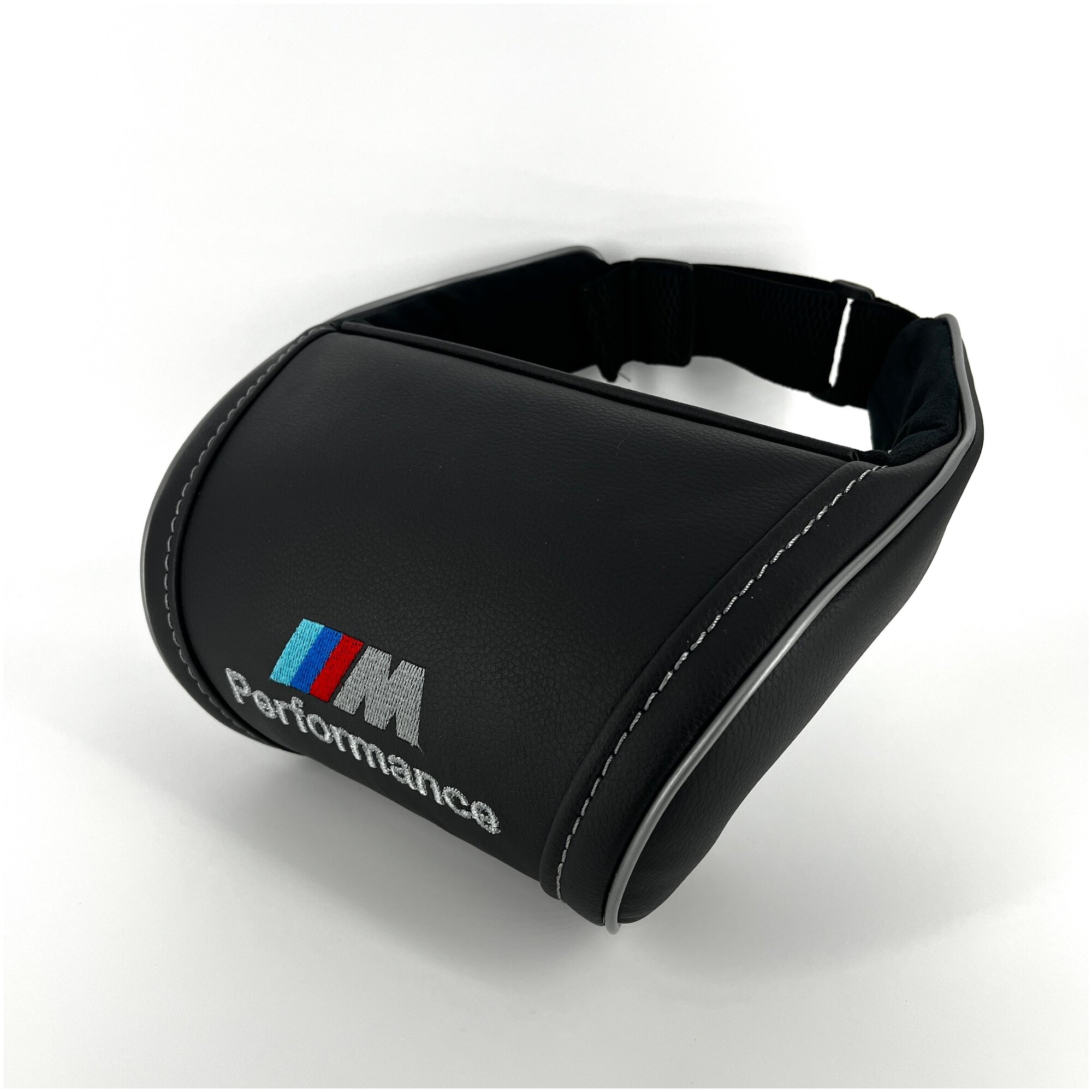 Черная автомобильная подушка под шею на подголовник с вышивкой - M Performance для BMW