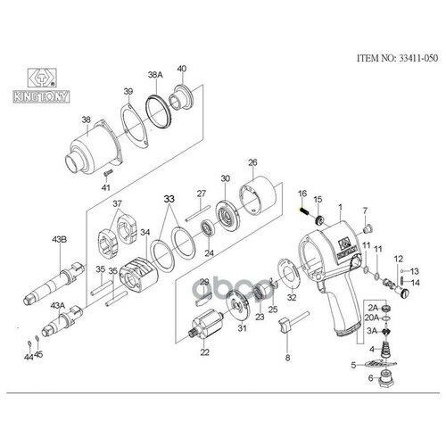 ремкомплект для гайковерта 33411 040 33461 060 ось короткая комплект 43a 44 45 Ремкомплект Для Гайковерта 33411-050, Ось Короткая Комплект, 43A,44,45 King Tony 33411-Btk3 KING TONY арт. 33411-BTK3