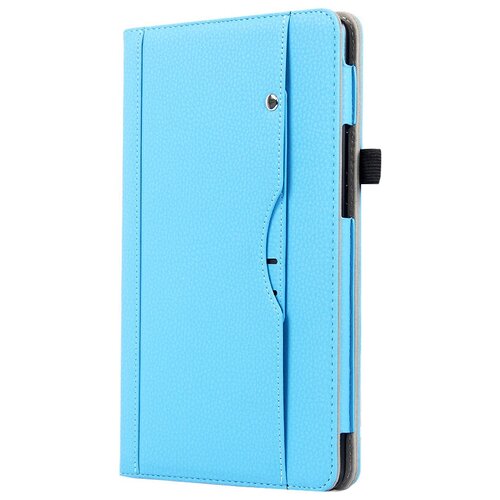 фото Чехол-футляр mypads для xiaomi mi pad 4 plus с визитницей и держателем для руки из натуральной кожи голубой
