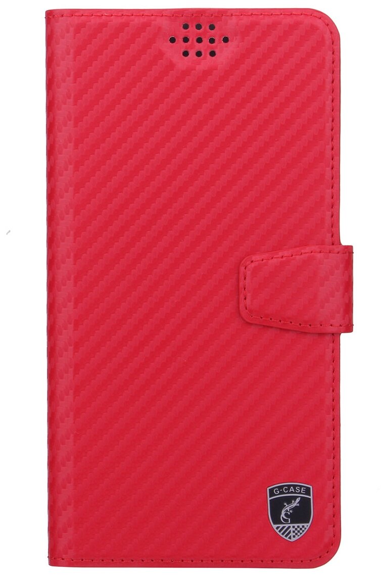 Универсальный чехол-книжка для смартфонов с размером до 17*9 см, G-Case Slim Premium XL, карбон красный