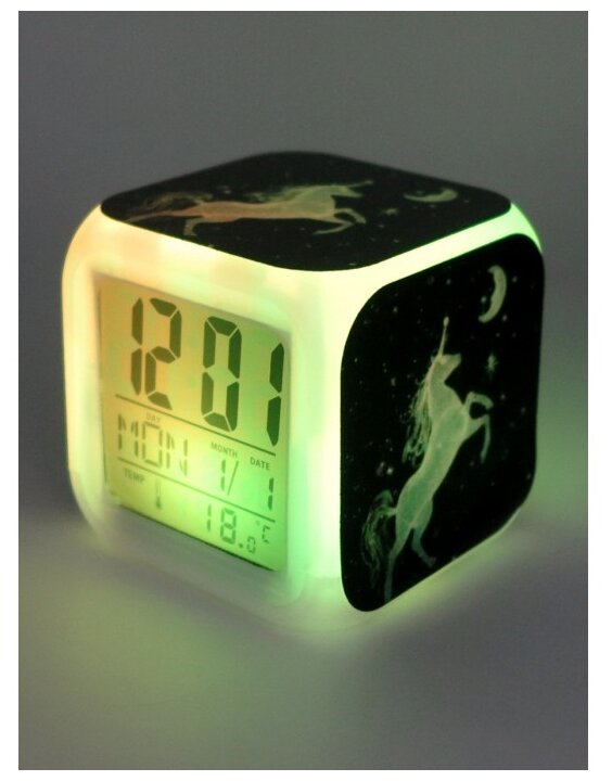 Часы-будильник Единорог с подсветкой №5 - фотография № 3