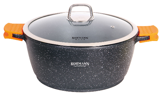 Кастрюля из литого алюминия/ BH - 7350-32MRB /32 см 8,6 л/мраморное покрытие