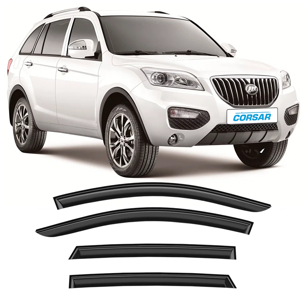 Дефлекторы на окна Voron Glass CORSAR Lifan Solano 2009 - н.в., комплект 4шт, - фото №11