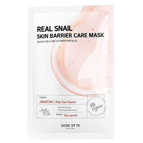 Some By Mi тканевая маска Real Snail Skin Barrier Care Mask с муцином улитки, 20 г, 20 мл