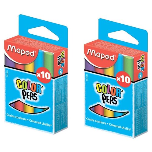 Мел Maped COLOR цветной, круглый, без грязи, 10 цветов, 593501 2 наб