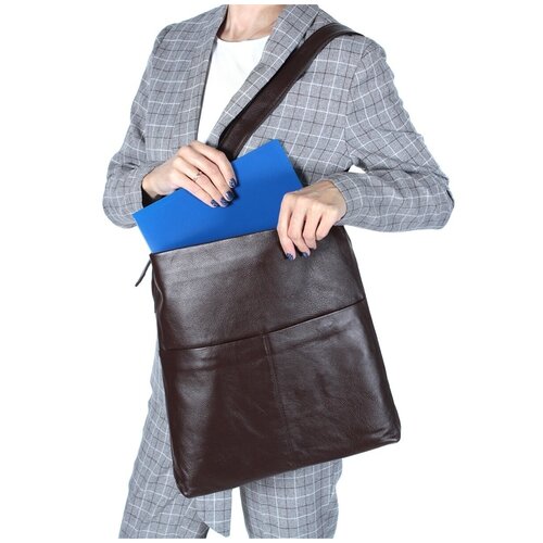 фото Сумка/сумка женская/натуральная кожа/meyninger/а-св-209238/коричневый/модель шоппер/регулируемый ремешок