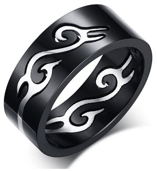 Кольцо 2beMan, нержавеющая сталь, размер 19.5, черный, серебряный