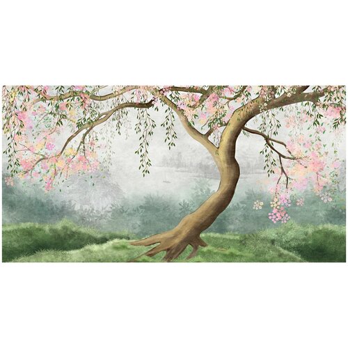 Фотообои Уютная стена Раскидистое дерево сакуры 520х270 см Бесшовные Премиум (единым полотном)