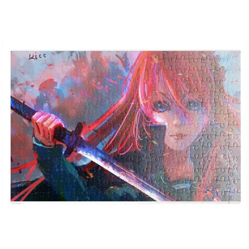Пазлы CoolPodarok Аниме девушка с катаной рыжие волосы 26х38см 252 элемента