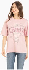 Розовая футболка oversize c принтом Lovely Gloria Jeans