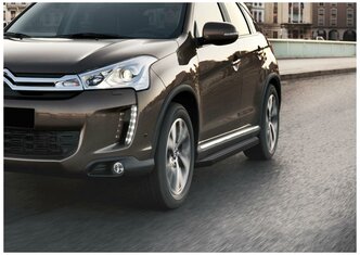 Пороги алюминиевые с площадкой "Premium-Black" (арт. A173ALB.4005.1) CITROEN C4 AirCross 2012-2016