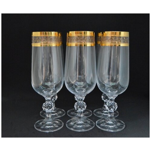 Набор бокалов для шампанского 180 мл. 6 шт. из богемского стекла Crystalex Bohemia