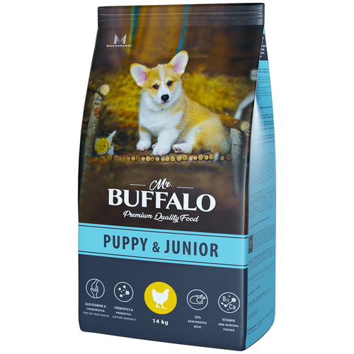 Mr.Buffalo Сухой корм для щенков и юниоров Mr.Buffalo PUPPY & JUNIOR, курица, 14 кг