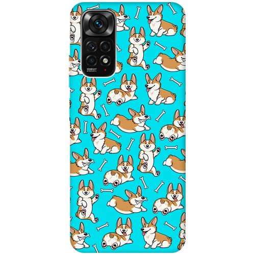 Матовый чехол Corgi Pattern для Xiaomi Redmi Note 11S / Сяоми Редми Ноут 11С с 3D эффектом бирюзовый матовый чехол corgi pattern для xiaomi redmi note 11 сяоми редми ноут 11 с 3d эффектом бирюзовый