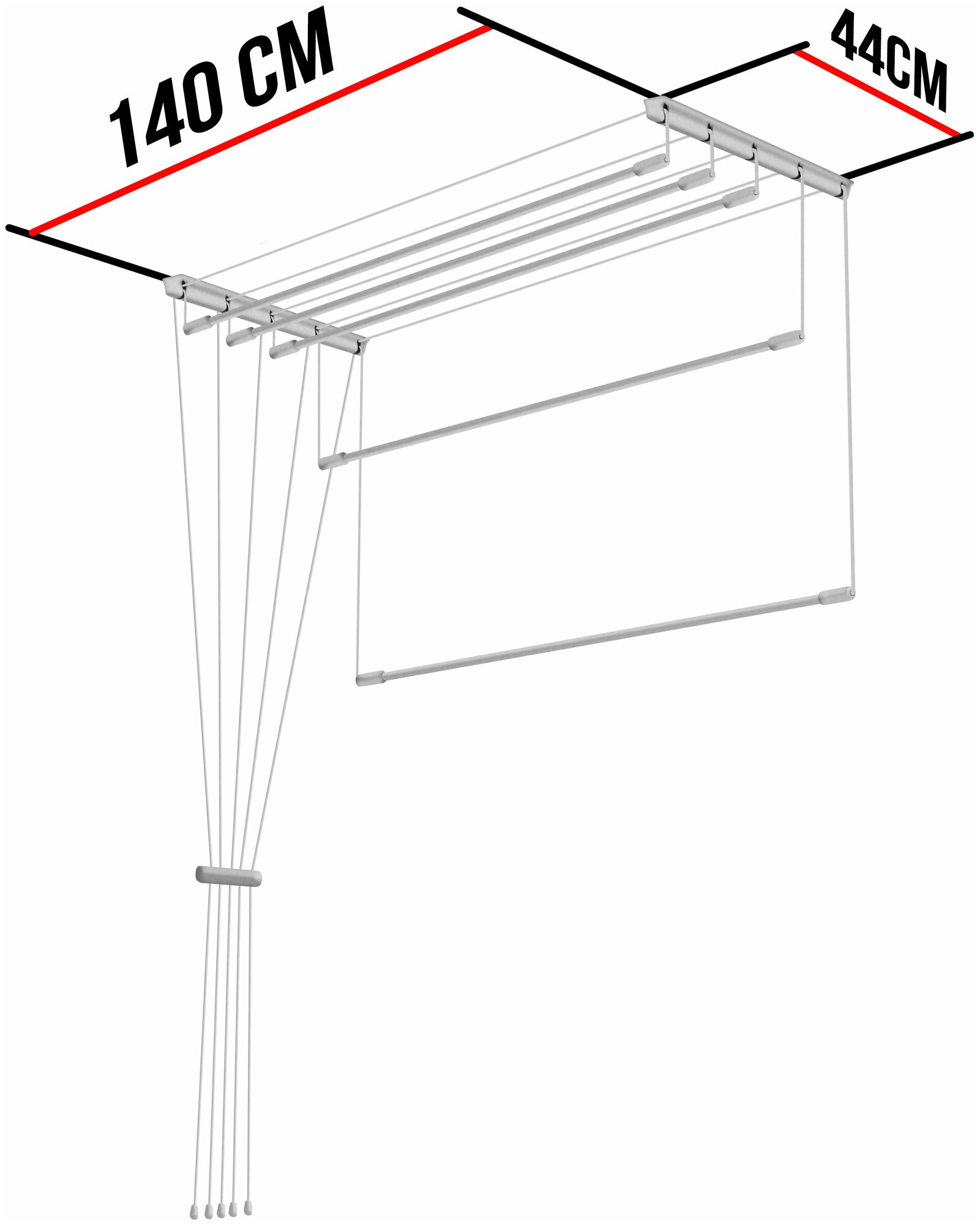 Сушилка для белья настенно-потолочная "Лиана", 5 прутьев, длина 1.4 м - фотография № 2