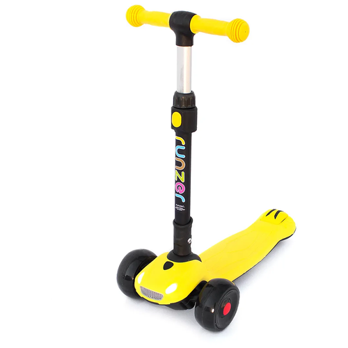 фото Самокат детский трехколесный scooter runzer, 120 мм, желтый, со светящимися колесами, световые и музыкальные эффекты gti