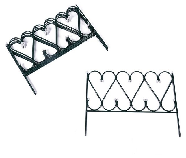 Ограждение 52 х 345 см, набор 5 секций, металл, зеленое, "Изящный" УС 2083043