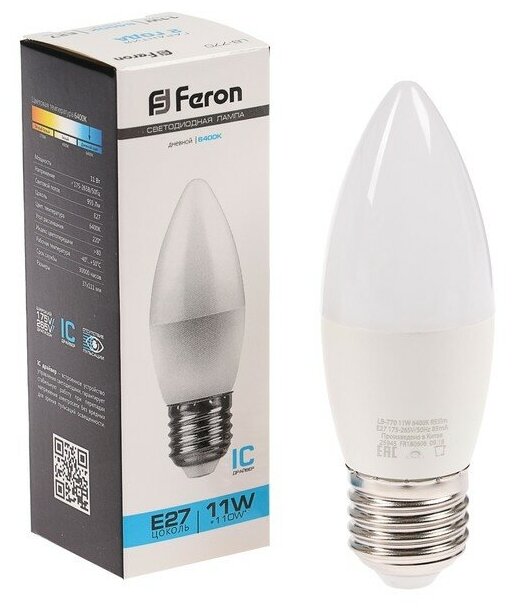 FERON Лампа светодиодная, 11W 230V E27 6400K, LB-770 25945