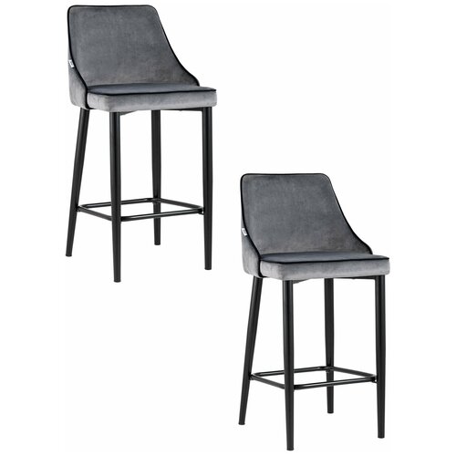 фото Стул полубарный коби велюр серый (комплект 2 стула) stool group