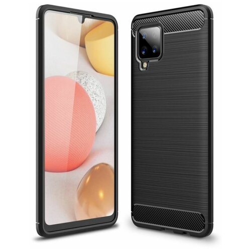 Brodef Carbon Силиконовый чехол для Samsung Galaxy A42 черный brodef carbon силиконовый чехол для samsung galaxy a01 синий