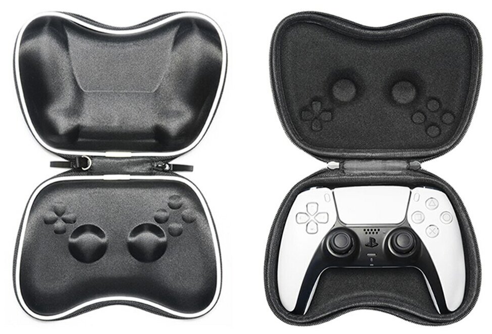 Чехол-сумка для геймпада PlayStation 5/ кейс для джойстика Sony DualSense PS 5 (цвет черный с белой вставкой)