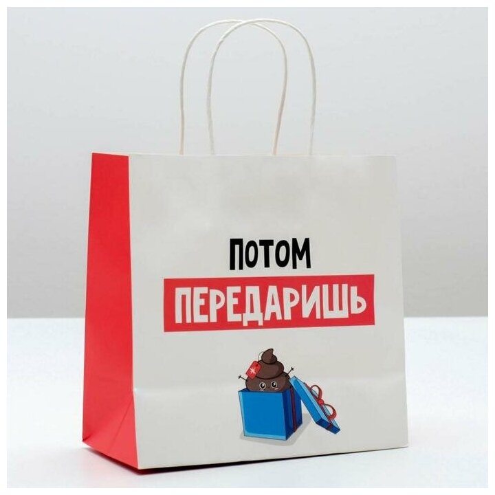 Пакет подарочный «Потом передаришь», 22 × 22 × 11 см 4865441