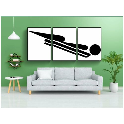 фото Набор модулных постеров для интерьера "скелет, виды спорта, зима" 60x90 см. в тубусе, без рамки lotsprints