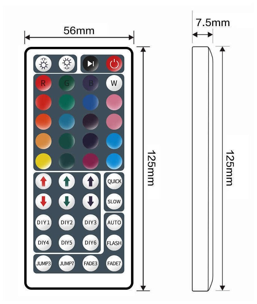 Светодиодная лента Огонёк 12 RGB (2 метра, 60 свд/метр, SMD 2835, IP20). Комплект с блоком питания, пультом ДУ и контроллером - фотография № 4