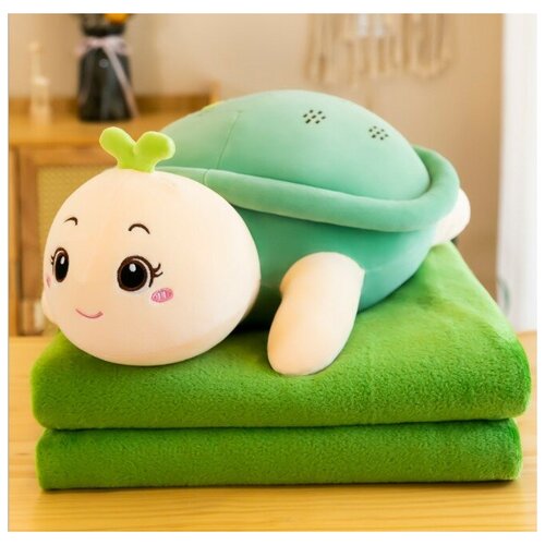 Купить Мягкая игрушка-подушка с пледом 3 в 1, размер 110*160 см, Игрушка-подушка, зеленый/бежевый, female