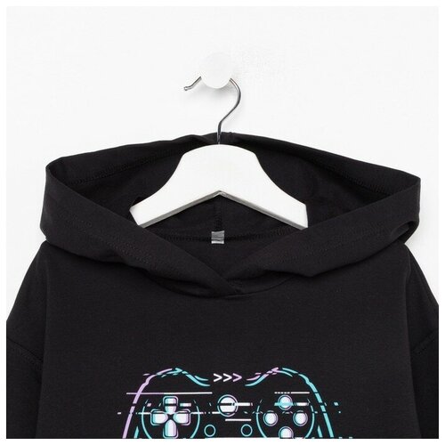фото Толстовка для мальчика, цвет чёрный, рост 146 см мануфактурная лавка