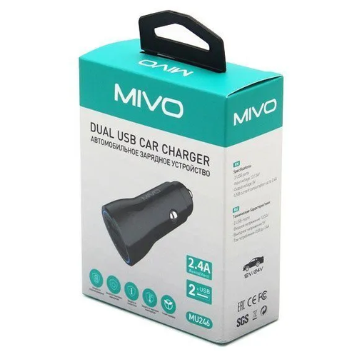 фото Автомобильное зарядное устройство mivo mu246 2 usb (оригинал)