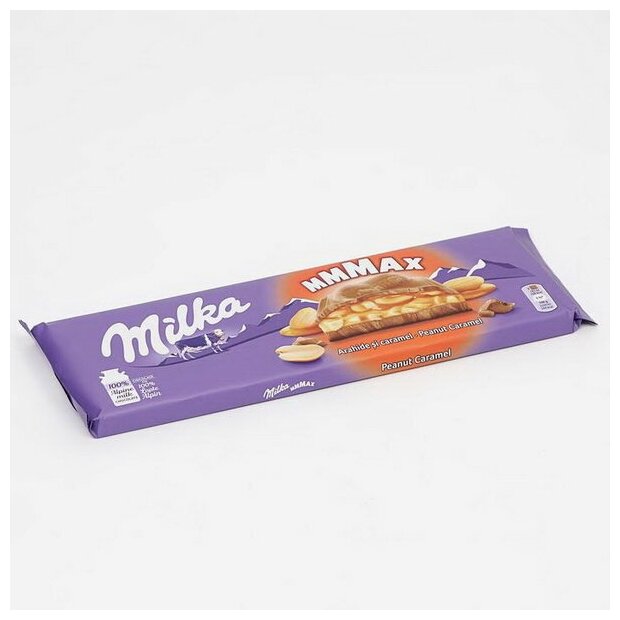 Гигантская плитка шоколада Milka Peanut Caramel карамель арахис 276 гр. - фотография № 2